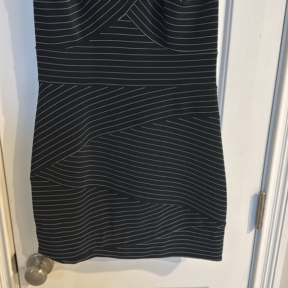 Caché Black Striped Unique Asymmetric Dress - Picture 3 of 9